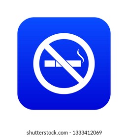 No smoking sign icon digital blue for any design isolated on white vector illustration