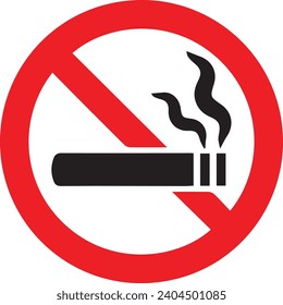 No smoking sign icon in flat style. Cigarette vector illustration on white background. Nicotine business concept.