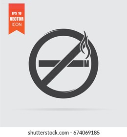 No smoking sign icon in flat style isolated on grey background. For your design, logo. Vector illustration.