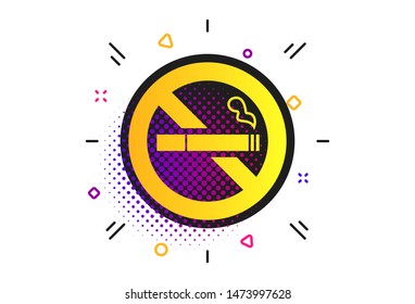 No Smoking sign icon. Halftone dots pattern. Quit smoking. Cigarette symbol. Classic flat smoke icon. Vector