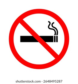 No Smoking Sign Icon Isolated On White Background. Red Prohibition Symbol with Cigarette Graphic. Vector Illustration