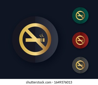 No Smoking sign icon on gold color