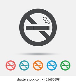 No Smoking Sign Icon. Quit Smoking. Cigarette Symbol. Graphic Element On White Background. Colour Clean Flat No Smoking Icons. Vector