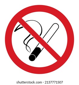 No smoking sign Сigarette icon in red forbidden circle