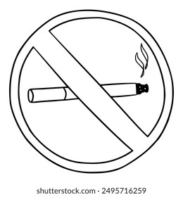 no smoking sign illustration hand drawn outline isolated vector