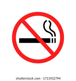 No smoking sign isolated on white.
Prohibition cigarette vector illustration.