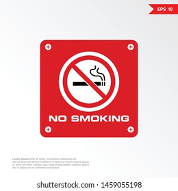 No smoking sign labels. Red prohibition with cigarette and smoke on white and black background. Vector illustration. eps10