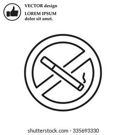 No smoking sign line icon.  vector