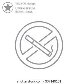 No Smoking Sign Line Icon.  Vector