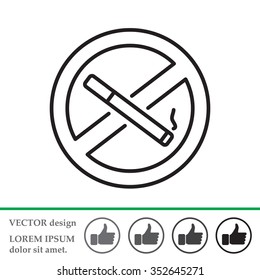 No smoking sign line icon.  vector