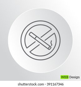 No Smoking Sign Line Icon.  Vector