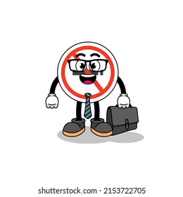 no smoking sign mascot as a businessman , character design