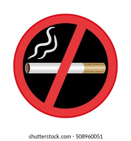 No smoking sign on black background. Vector illustration