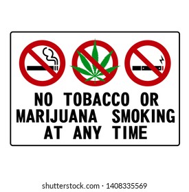 No Smoking Sign On White Background, No Smoking Marijuana Symbol