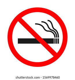 No Smoking sign on white background. Vector illustration. Red prohibition sign