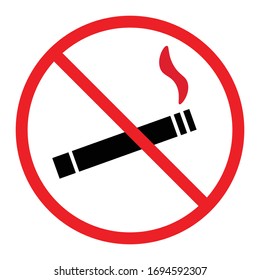 No Smoking sign on white background vector icon. Red prohibition sign