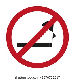 No smoking sign. Prohibited smoking icon. Red circle vector. Cigarette with smoke.