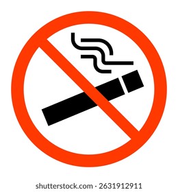 No smoking sign for public places.Silhouette cigarette and smoke, red circle.Vector illustration.