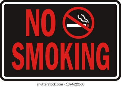 No smoking sign. Red on Black background. It indicates smoking is not allowed in this place.