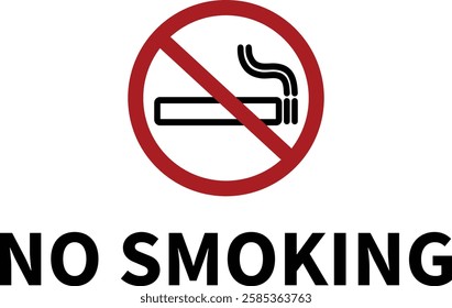 No smoking sign with red prohibition symbol and cigarette icon