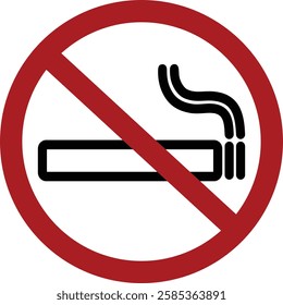 No smoking sign with red prohibition symbol and cigarette icon