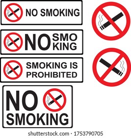 no smoking sign set, smoking prohibited, 