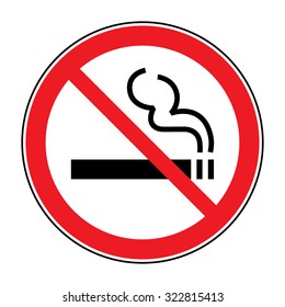 No smoking sign. A sign showing no smoking is allowed. Red round no smoking sign. Smoking prohibited symbol isolated on white background. Stock Vector Illustration