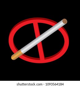 No smoking sign. No smoke icon. Stop smoking symbol. Vector illustration. Filter-tipped cigarette. Icon for public places.