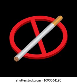 No smoking sign. No smoke icon. Stop smoking symbol. Vector illustration. Filter-tipped cigarette. Icon for public places.