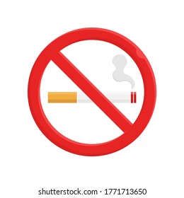 No smoking sign. No smoke icon. Stop smoking symbol. Vector illustration. Filter-tipped cigarette. Icon for public places.