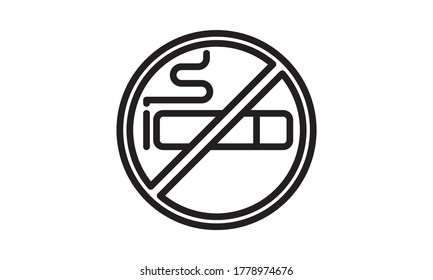 No smoking sign. No smoke icon. Cigarette illustration. Stop smoking symbol. Vector illustration. Filter-tipped cigarette. Icon for public places.