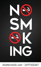 No smoking sign template flat contrast stylized texts cigarette outline.