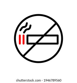 No smoking sign thin line icon in black. Tobacco, addiction, prohibition. Smoking concept. Flat isolated symbol, for: illustration, logo, mobile, app, emblem, design, web, site, ui, ux. Vector EPS 10