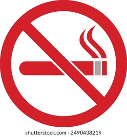 No smoking sign in this place, sign with red degrade border and white background