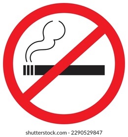 No smoking sign, trendy forbidden icon for cigarette, tobacco. Red color prohibition vector symbol, flat style illustration design isolated on white background.