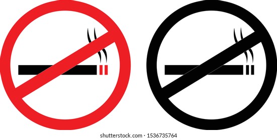 No smoking sign in two different colors. Red- Black and white