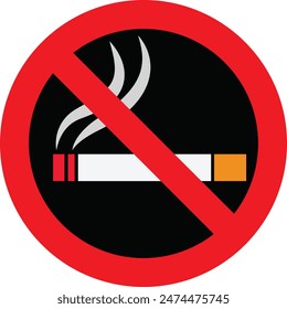  no smoking sign vector in black circle
