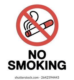 No Smoking Sign Vector – Cigarette Prohibited Symbol – Health Safety Icon