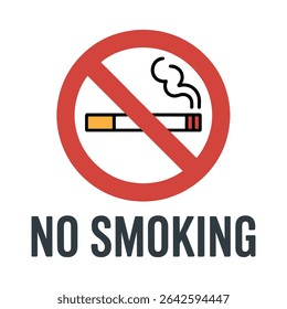 No Smoking Sign Vector – Cigarette Prohibited Symbol – Health Safety Icon