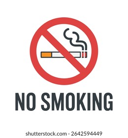 No Smoking Sign Vector – Cigarette Prohibited Symbol – Health Safety Icon