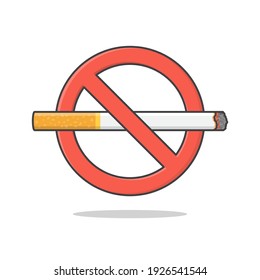 No Smoking Sign Vector Icon Illustration. Stop Smoking No Smoking Flat Icon