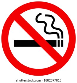 no smoking sign vector icon-colored version ( black cigarette in red circle )