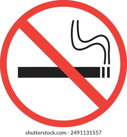 No smoking sign vector icon-colored version ( black cigarette in red circle ), veEps10ctor,