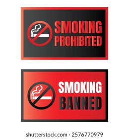 No smoking sign vector illustration, Smoking prohibited sign, Smoking banned here icon symbol