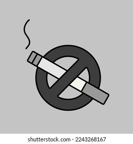 No smoking sign vector isolated grayscale icon. Graph symbol for web site and apps design, logo, app, UI