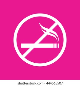 No smoking sign vector. Pink background