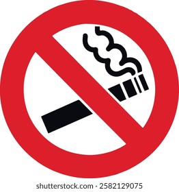 No Smoking Sign Vector – Prohibited Cigarette Symbol for Public Safety