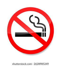 No smoking sign vector. Red prohibition symbol indicating smoking is not allowed.