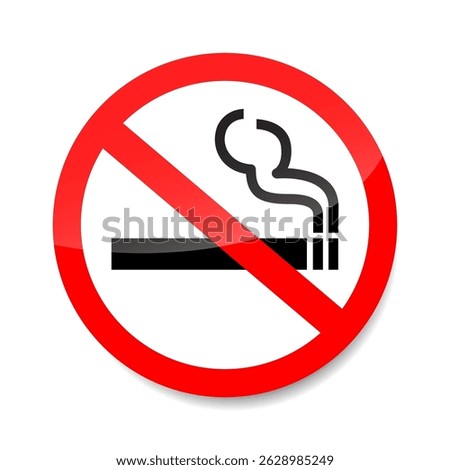 No smoking sign vector. Red prohibition symbol indicating smoking is not allowed.
