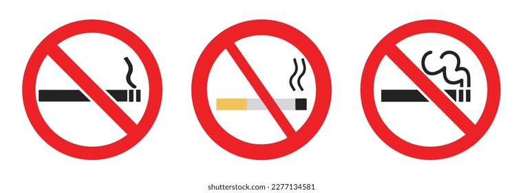 No smoking sign vector set on white background